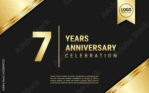 7 Years Anniversary template design. Golden Anniversary Celebration, vector illustration.