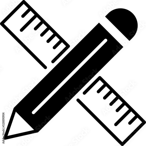 Isolated icon of a pencil and ruler. Concept of planning, management and science.