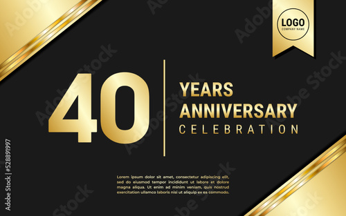 40 Years Anniversary template design. Golden Anniversary Celebration, vector illustration.