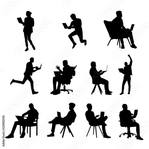 Person Using Laptop Silhouette Collection