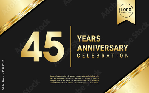 45 Years Anniversary template design. Golden Anniversary Celebration, vector illustration.