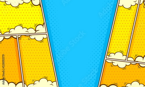 Colorful comic pop art page scene background with cloud