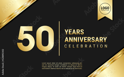 50 Years Anniversary template design. Golden Anniversary Celebration, vector illustration.