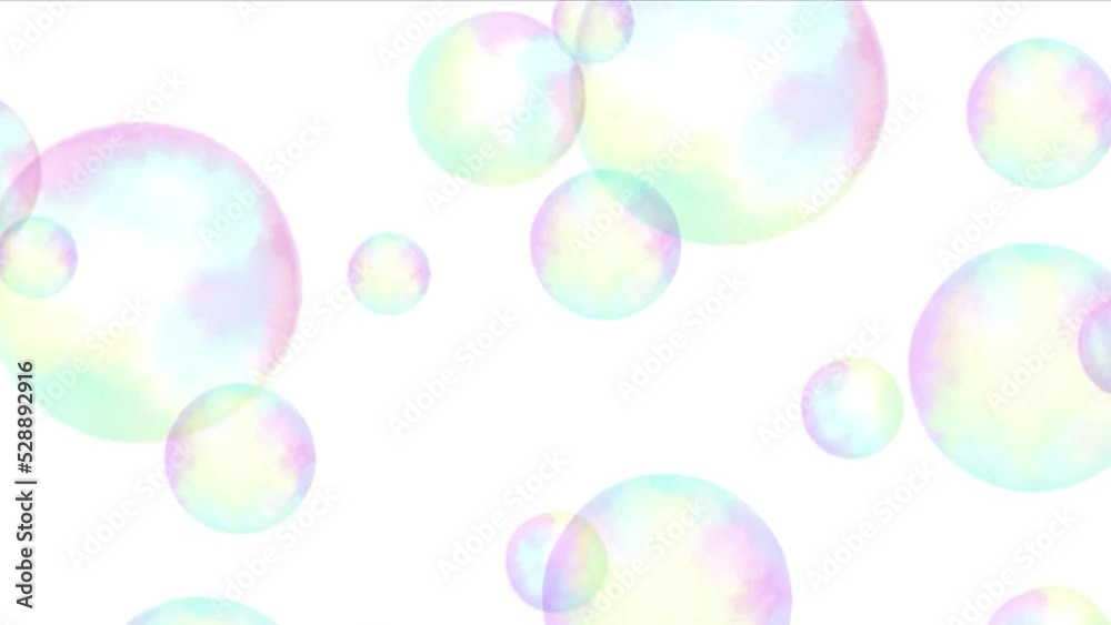 watercolor hand drawn flying soap bubbles