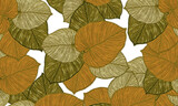 tropical brown color   leaves hand drawn  pattern abstract   spring nature wallpaper background