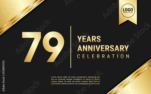 79 Years Anniversary template design. Golden Anniversary Celebration, vector illustration.