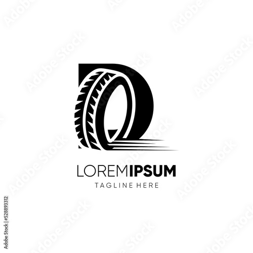 Letter D Tire Logo Design Vector Icon Graphic Illustration 