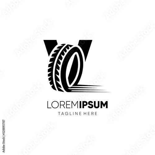 Letter V Tire Logo Design Vector Icon Graphic Illustration 