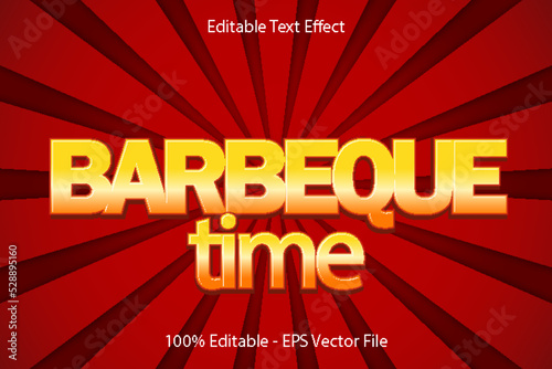 Barbecue Time Text Effect 3D Emboss Cartoon Style Design