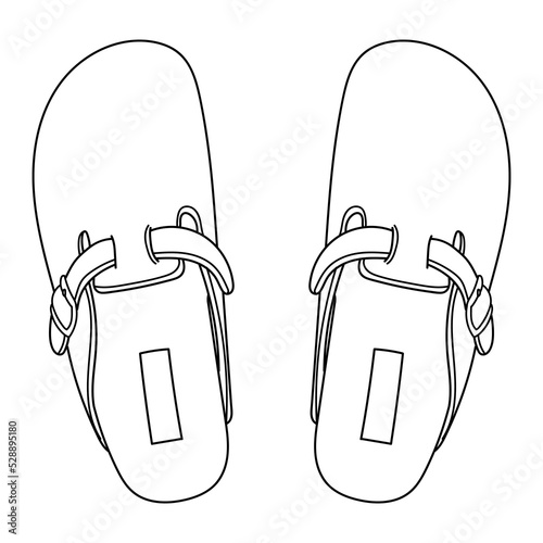Hand drawn comfort home slippers, top view. Doodle vector illustration.