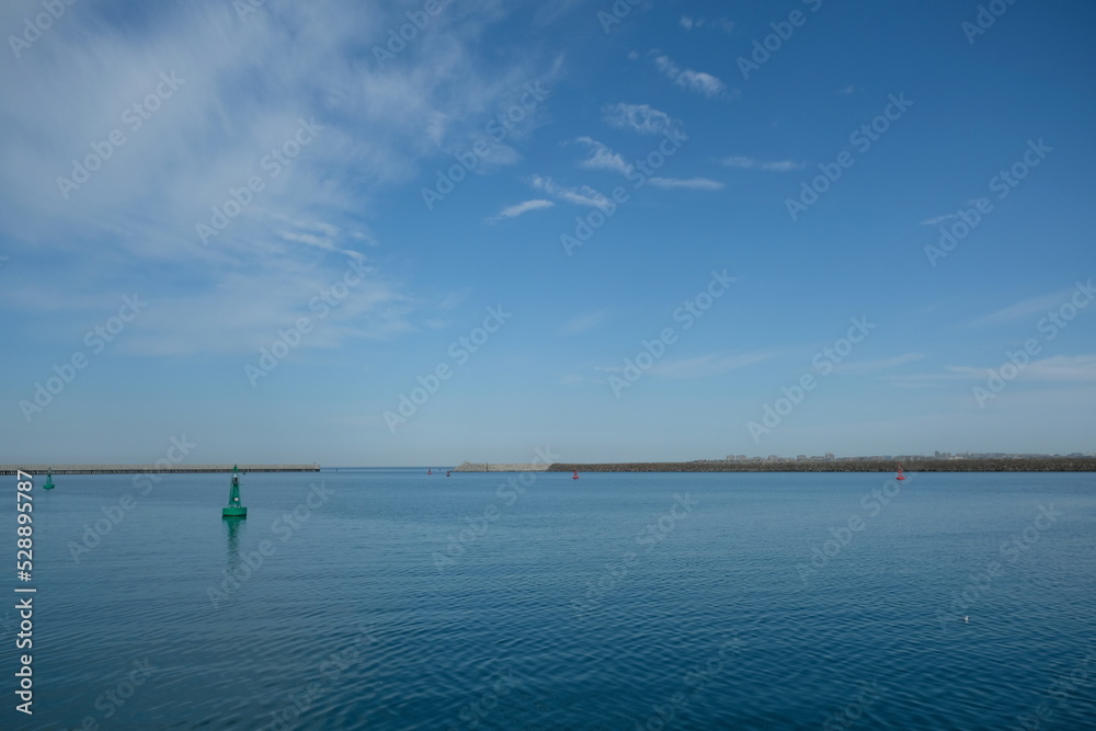 Aktau / Kazakhstan - 08.16.2018 : Water surface of the Caspian sea