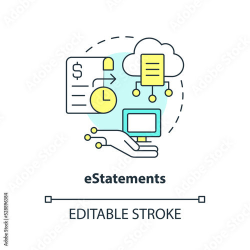 Wallpaper Mural E statements concept icon. Electronic financial report. Digitization banking abstract idea thin line illustration. Isolated outline drawing. Editable stroke. Arial, Myriad Pro-Bold fonts used Torontodigital.ca