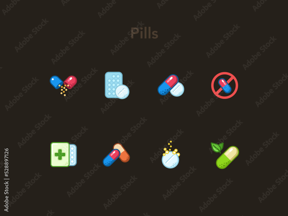 Naklejka premium Pills & Tablets Icons Set #7