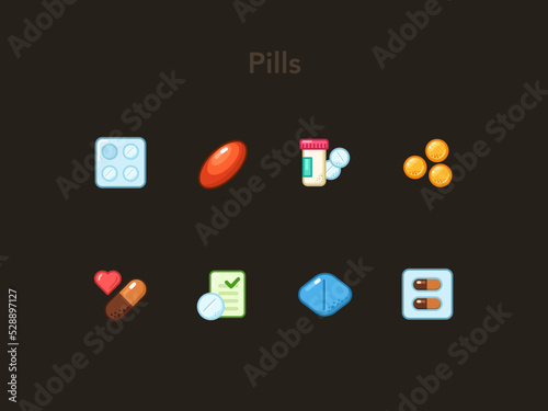 Pills & Tablets Icons Set #6 (ID: 528897127)