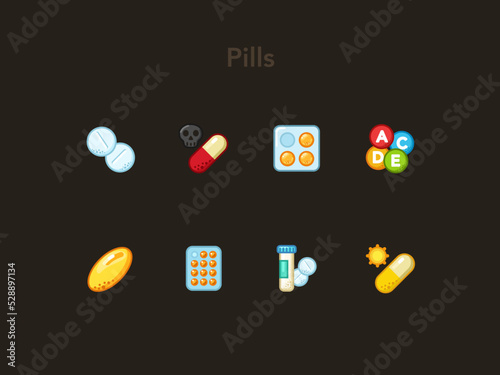 Pills & Tablets Icons Set #4 (ID: 528897134)