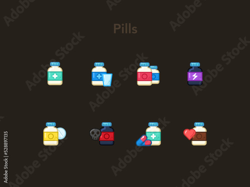 Pills & Tablets Icons Set #5 (ID: 528897135)
