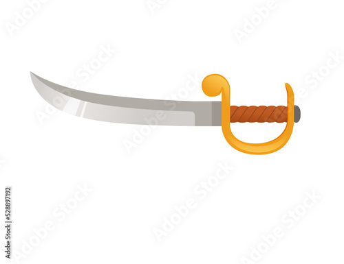 Pirate saber medieval weapon vector illustration on white background