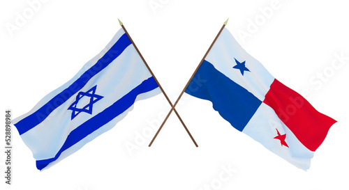 Background, 3D render for designers, illustrators. National Independence Day. Flags Israel and Panama