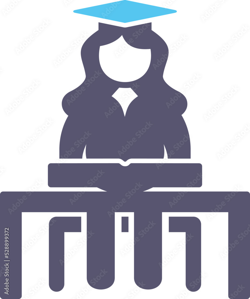 Unique Female Student Studying Vector Icon Unique Female Student Studying Vector Icon