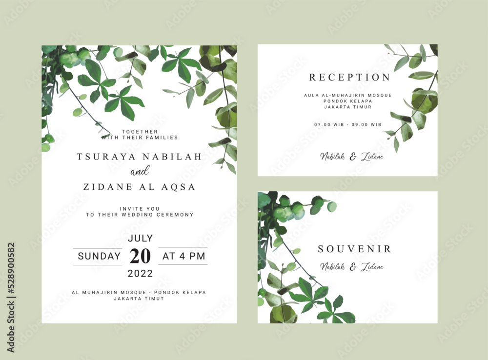 Floral plant minimalism simple wedding invitation