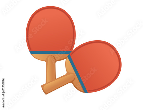 Red wooden ping pong paddles table tennis rackets sport equipment vector illustration isolated on white background
