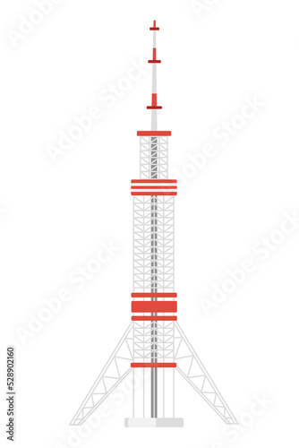 Modern communication tower construction for tv radio network or gsm technology vector illustration isolated on white background