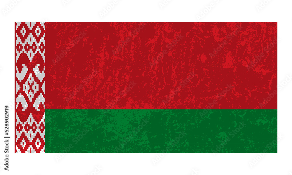 Belarus grunge flag, official colors and proportion. Vector illustration.