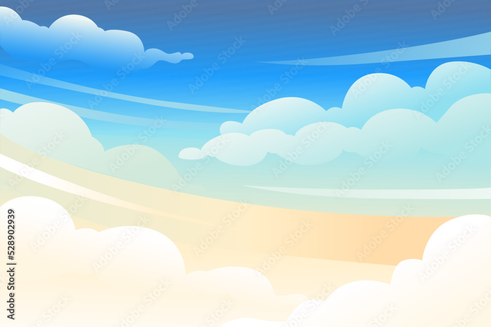 Dawn sky with clounds background daytime vector wide horizontal illustration
