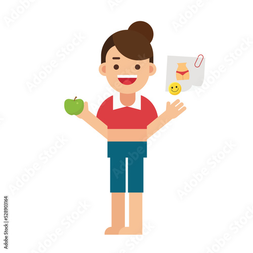 Woman Eat Healthy Food. Calorie Control and Diet