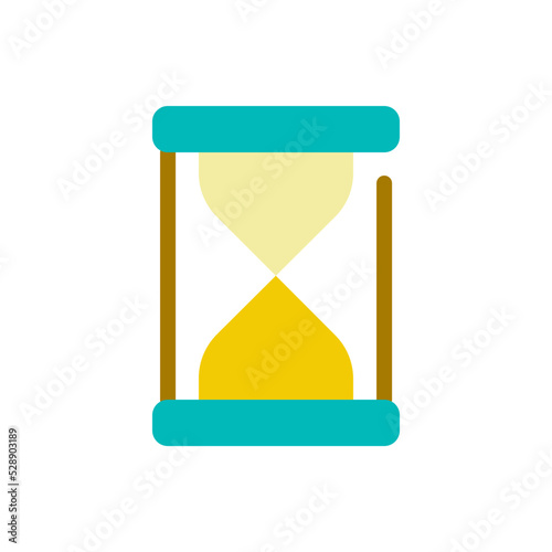 Hourglass flat color ui icon. Time-measuring device. Sand glass clock. Egg timer. Ancient timekeeping. Simple filled element for mobile app. Colorful solid pictogram. Vector isolated RGB illustration