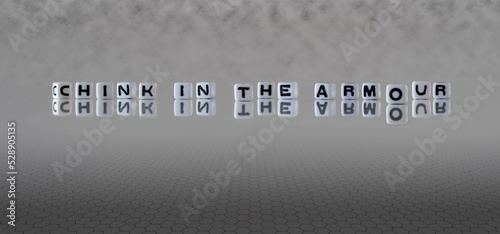 Fotografie chink in the armour word or concept represented by black and white letter cubes