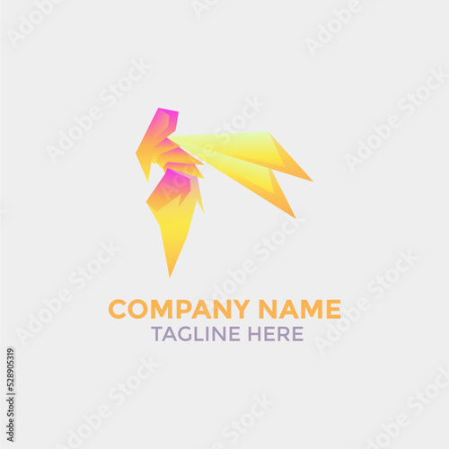 cool colorful bee logo illustration