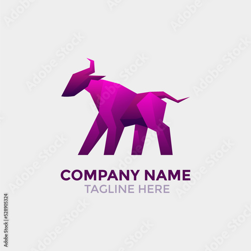 Colorful Polygonal Bull Logo Vector