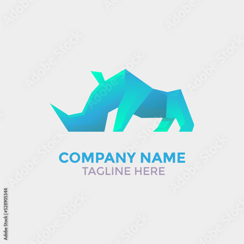 Vector Logo Illustration Rhino Gradient Colorful Style.