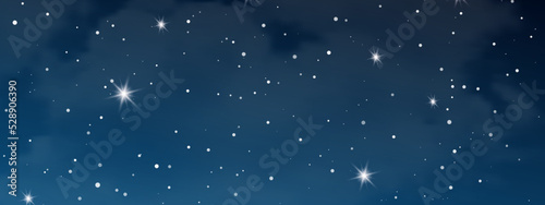 Night sky with clouds and many stars