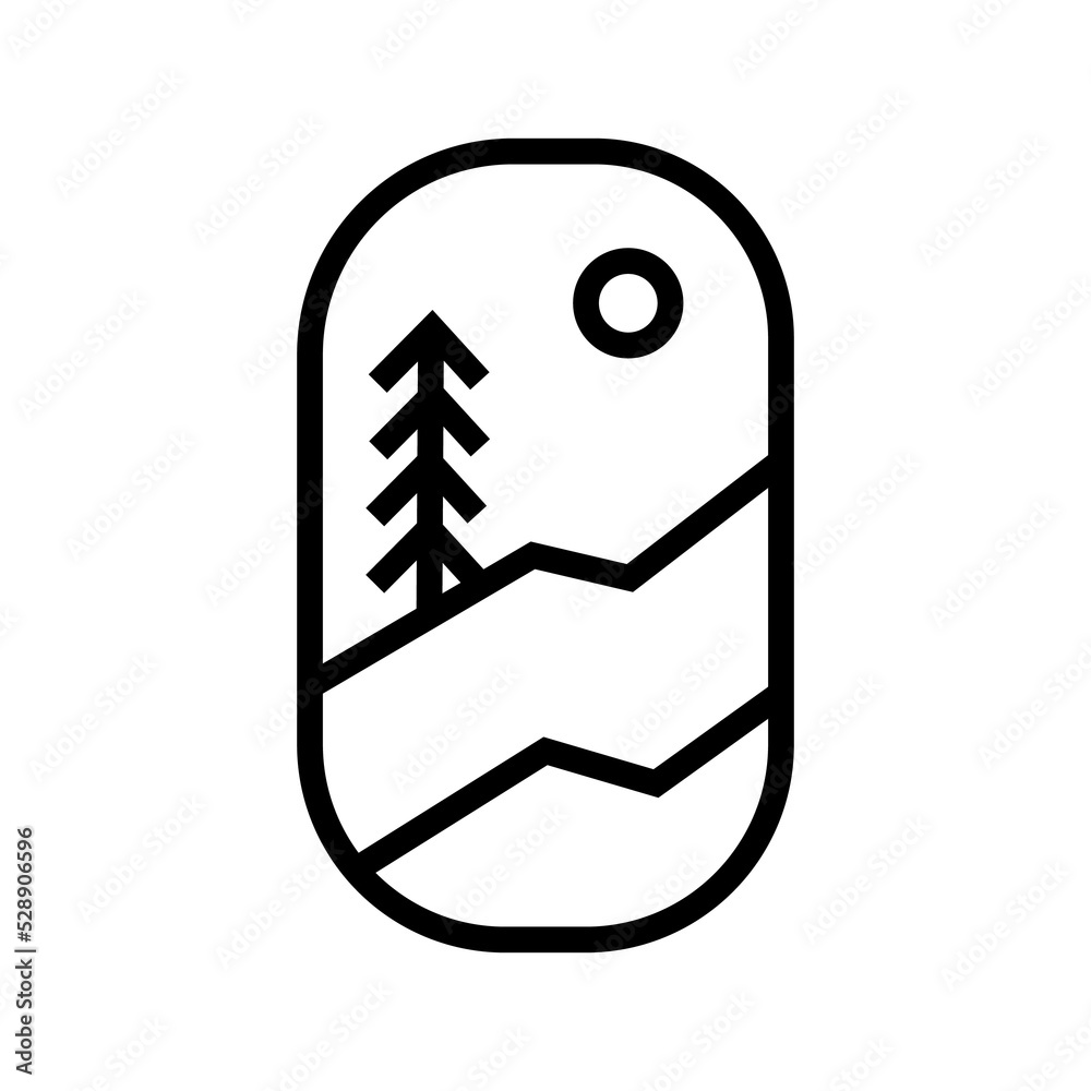 moon and spruce for nature monoline badge illustrations. emblems design in a classic and minimalist style. a nature on frame for a creative design moon and spruce for nature monoline badge illustrations. emblems design in a classic and minimalist style. a nature on frame for a creative design