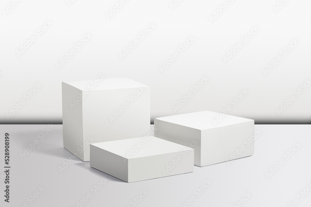 White podiums on white background. Perfect platform for showing your products White podiums on white background. Perfect platform for showing your products