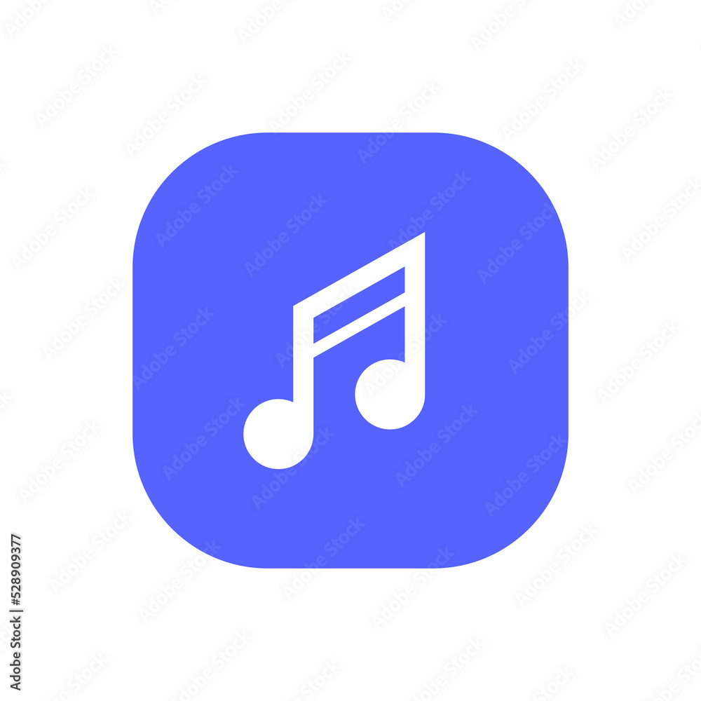Music player app, musical note icon vector isolated on square background Music player app, musical note icon vector isolated on square background