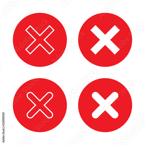 X icon vector isolated on circle background. Cross, wrong, error sign symbol