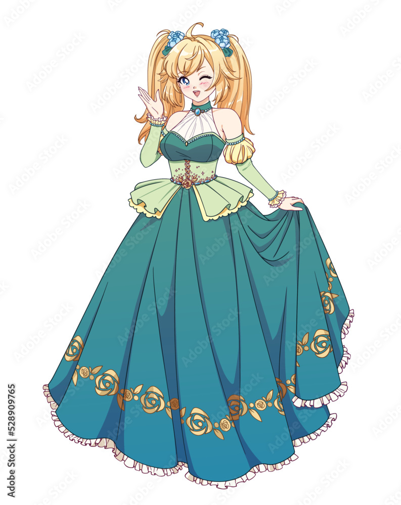 Vector illustration of anime princess standing Vector illustration of anime princess standing