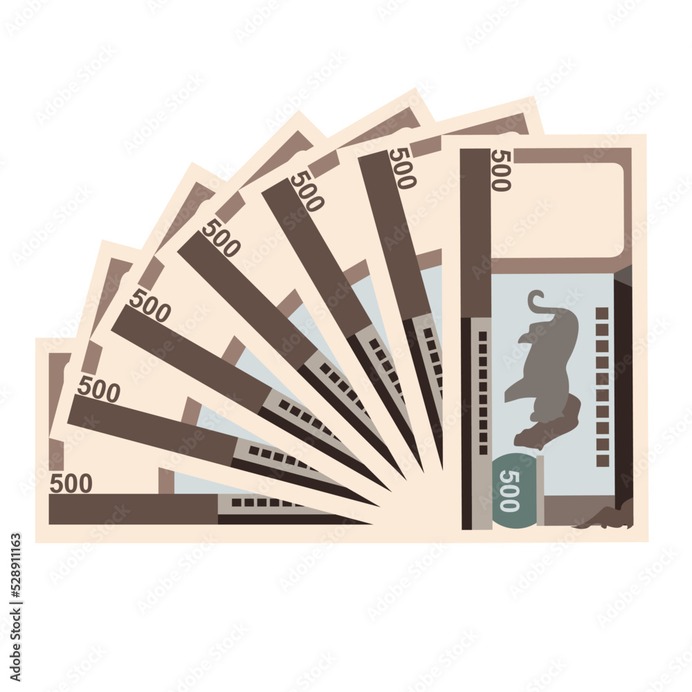 Nepalese Rupee Vector Illustration. Nepal money set bundle banknotes ...