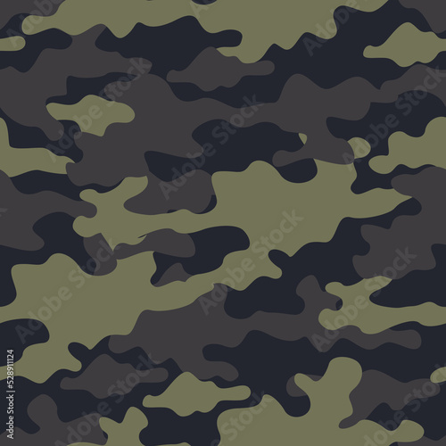 Texture camouflage hand drawn seamless pattern. Abstract modern camo military background. Fabric textile and vinyl wrap endless print template. Vector illustration