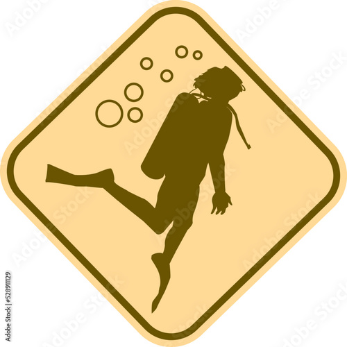 Hand drawn of Scuba diving logo