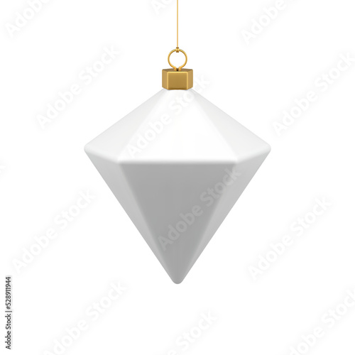 Traditional angled icicle polygonal Christmas toy hanging on metallic thread luxury fir tree decor