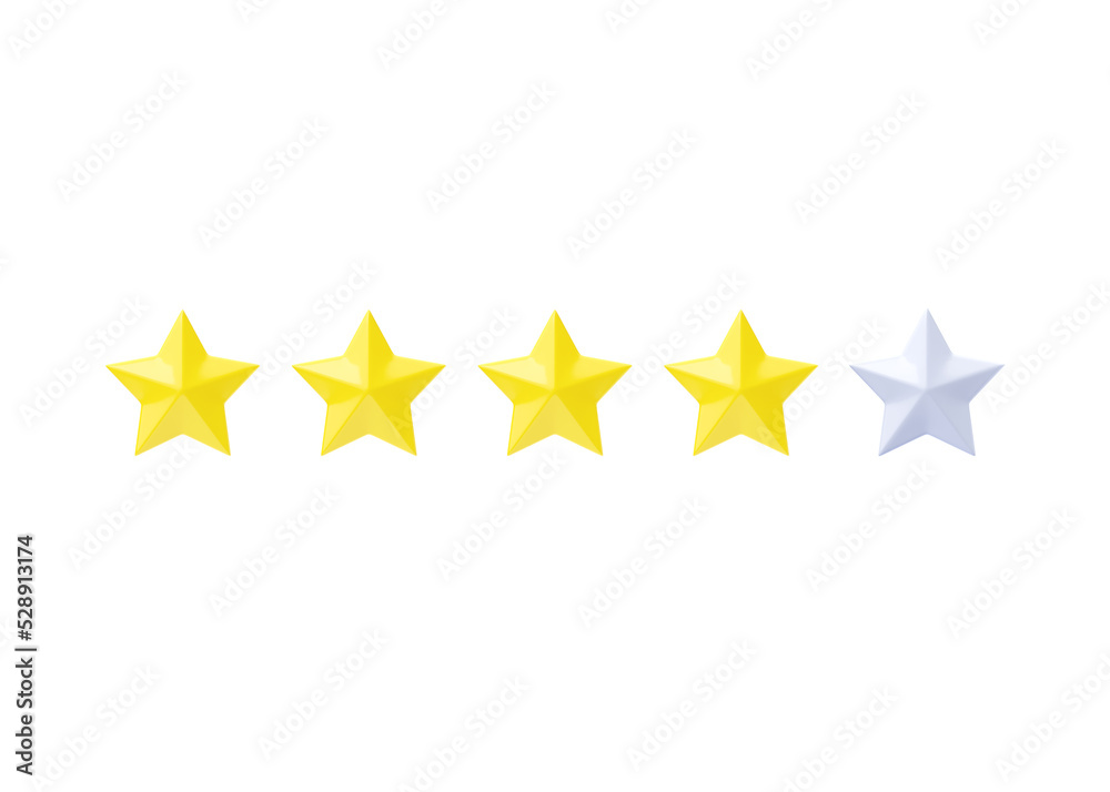 Review 3d render icon - customer positive rate, yellow and gray satisfaction award illustration Review 3d render icon - customer positive rate, yellow and gray satisfaction award illustration