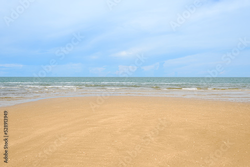 Beautiful beach on a clear day in Phetchaburi Province  Thailand