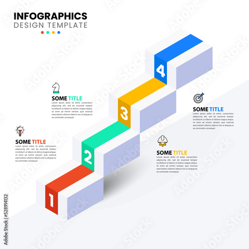Infographic template. Isometric staircase with 4 steps