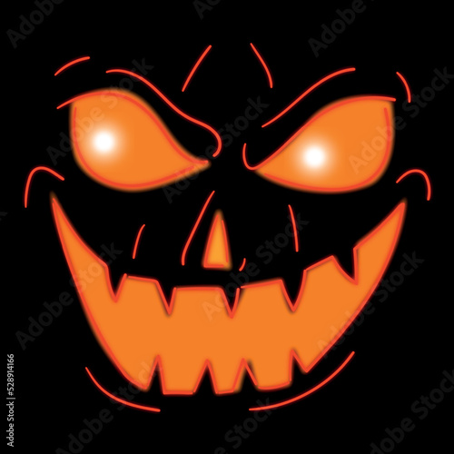 Scary pumpkin face, Halloween illustration