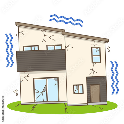 家　地震　住宅　一軒家　イラスト