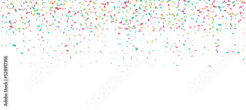 Falling colorful confetti flat design pattern isolated on a white background. Birthday party, event celebration invitation, or decor design concept. Vector surface pattern design